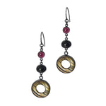 Garnet, Black Star Diopside + Mother of Pearl Dangle Earrings.  Set in oxidized sterling silver.  "Betwixt + Between" collection by Alex Lozier Jewelry + Salicrow.