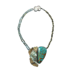 Magic Talisman with Turquoise + Druzy Chrysacolla handmade by Alex Lozier Jewelry