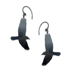 Crow Dangle Earrings. Set in Oxidized sterling silver. "Betwixt + Between" collection by Alex Lozier Jewelry + Salicrow.