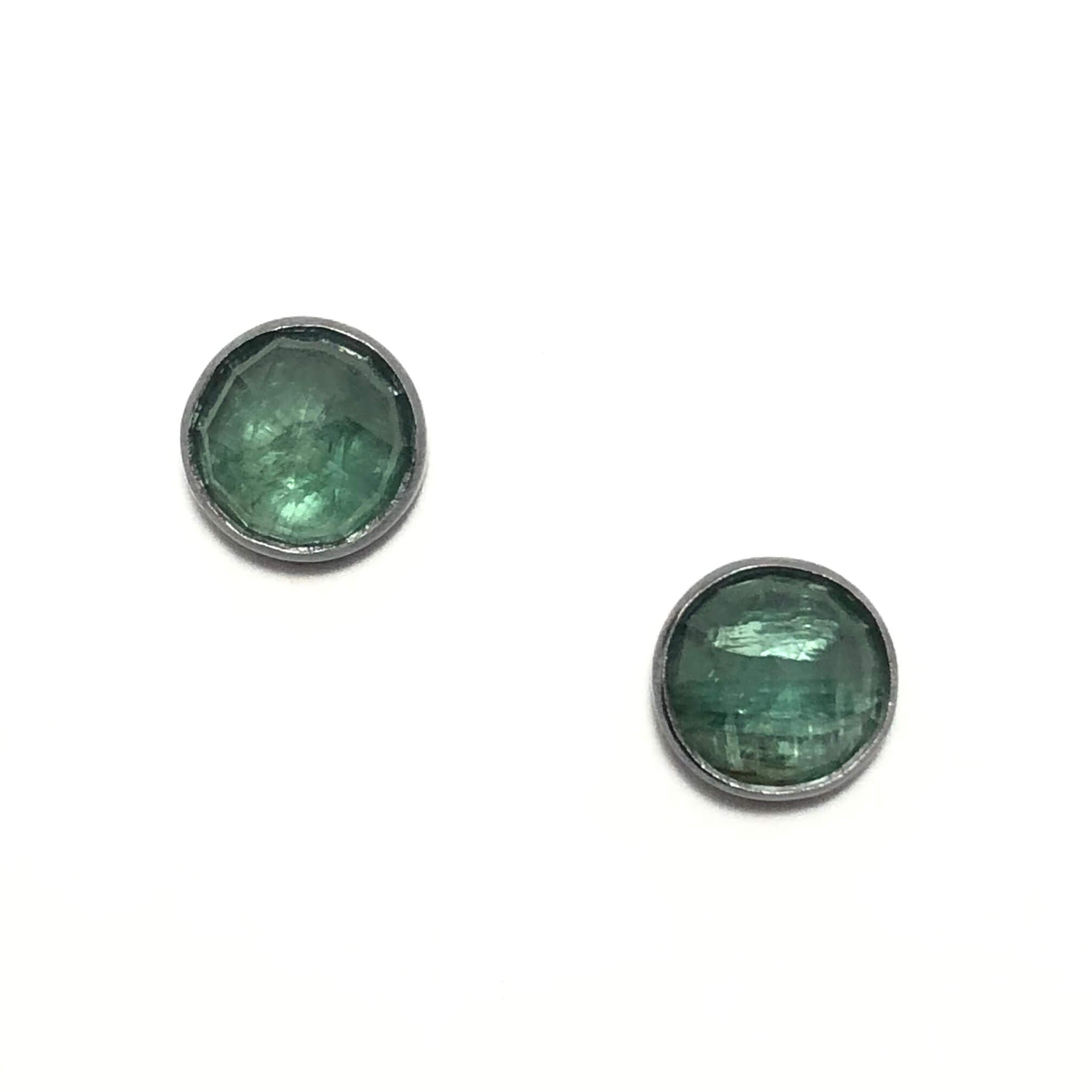 Green Kyanite Post Earrings, handmade by Alex Lozier Jewelry.  "The Green Goddess" collection.
