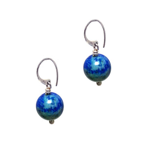 Malachite + Azurite Dangle Earrings, handmade by Alex Lozier Jewelry.  "The Green Goddess" collection.
