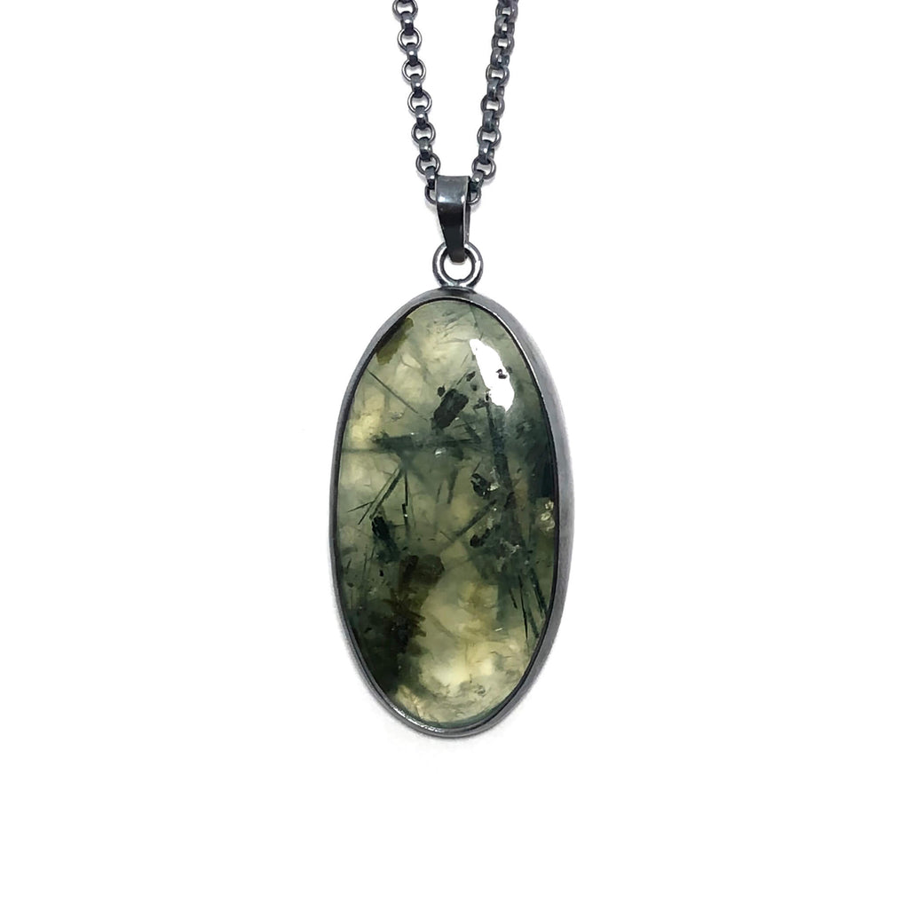 Prehnite + Epidote Talisman Pendant, handmade by Alex Lozier Jewelry.  "The Green Goddess" collection.