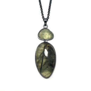 Prehnite Talisman Pendant, handmade by Alex Lozier Jewelry.  "The Green Goddess" collection.