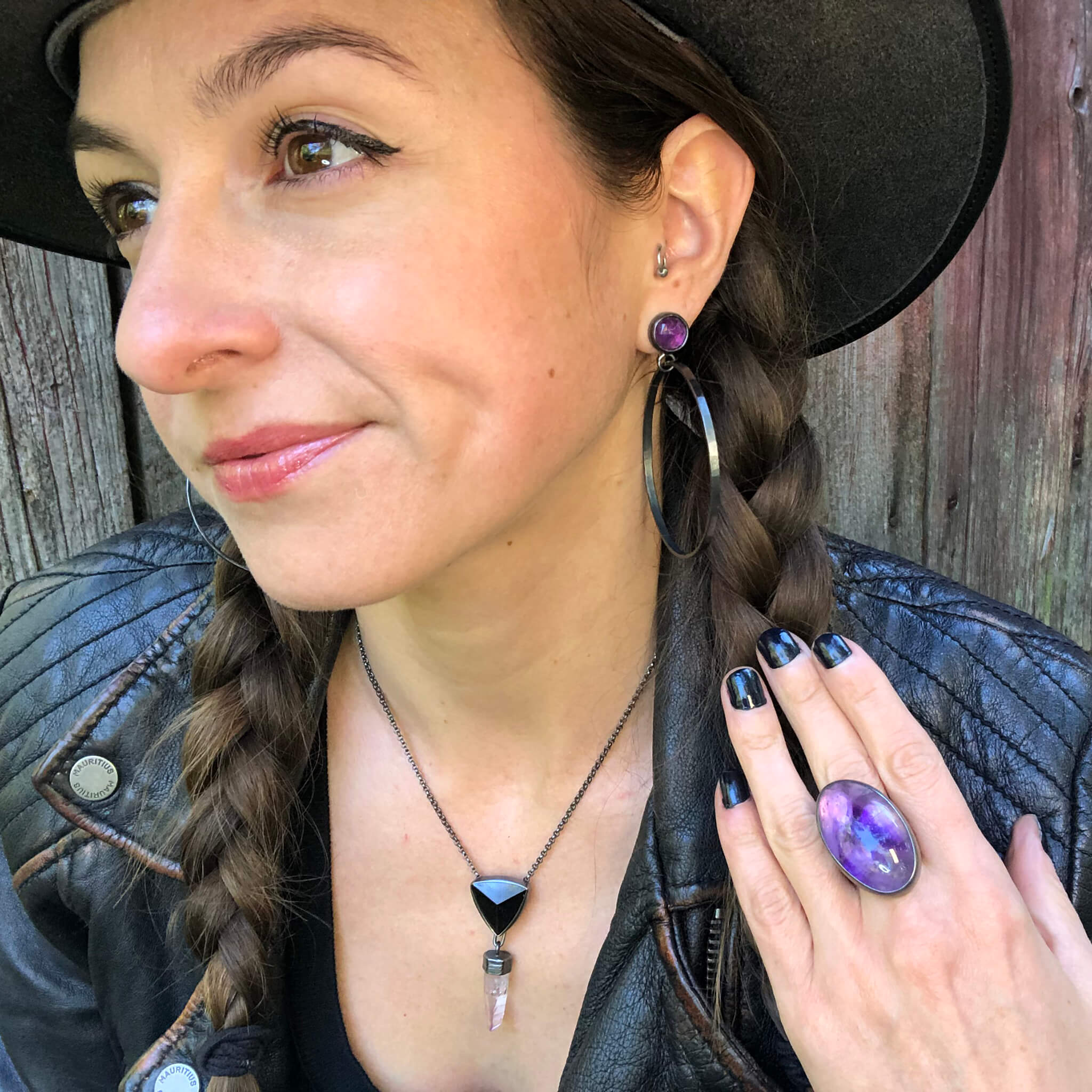 Amethyst Amulet Ring. Season of the Witch collection by Alex Lozier Jewelry.