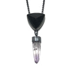Black tourmaline + Amethyst crystal Talisman Pendant.  Season of the Witch collection by Alex Lozier Jewelry.