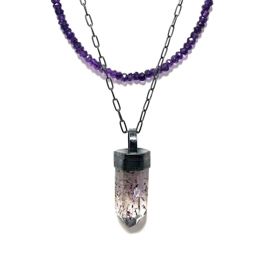 Amethyst Crystal + Bead Necklace.  Season of the Witch collection by Alex Lozier Jewelry.