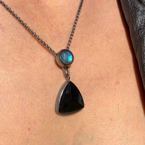Labradorite + Black Tourmaline Talisman Pendant. Season of the Witch collection by Alex Lozier Jewelry.