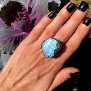 Moonstone + Black Tourmaline Talisman Ring. Season of the Witch by Alex Lozier Jewelry.