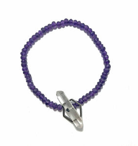 Crystal clasp bracelet on amethyst beads