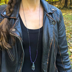 Amethyst Crystal + Bead Necklace. Season of the Witch collection by Alex Lozier Jewelry.