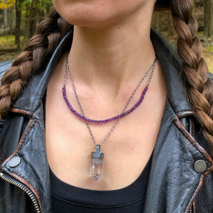 Amethyst Crystal + Bead Necklace. Season of the Witch collection by Alex Lozier Jewelry.