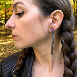 Amethyst with Chain Fringe Earring. Season of the Witch collection by Alex Lozier Jewelry.