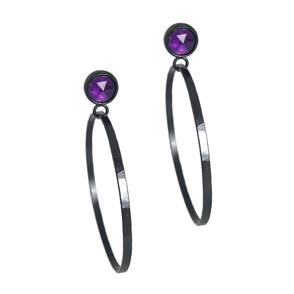 Amethyst Hoop Earrings.  Season of the Witch collection by Alex Lozier Jewelry.