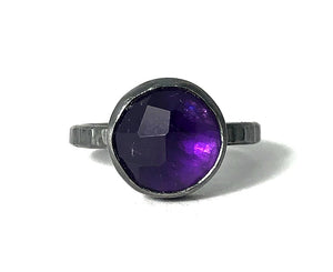 Amethyst Amulet Ring.  Handmade by Alex Lozier Jewelry.  Season of the Witch collection.