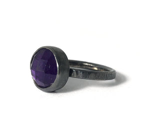 Amethyst Amulet Ring.  Handmade by Alex Lozier Jewelry.  Season of the Witch collection.