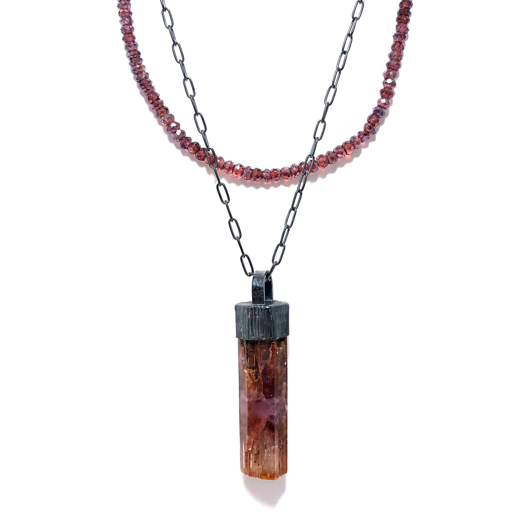 Aragonite Crystal + Garnet Bead Necklace.  Season of the Witch collection by Alex Lozier Jewelry.