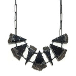 Obsidian slab necklace on handmade chain