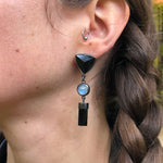 Black Tourmaline + Moonstone Talisman Earrings. Season of the Witch collection by Alex Lozier Jewelry.