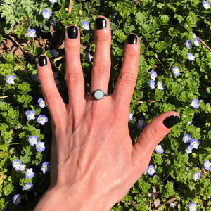 Blue Chalcedony Ring. Handmade by Alex Lozier Jewelry.