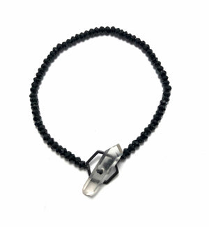 Crystal clasp bracelet on black spinel beads