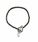 Crystal clasp bracelet on pyrite beads