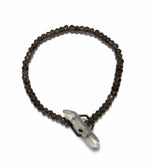 Crystal clasp bracelet on smoky quartz beads