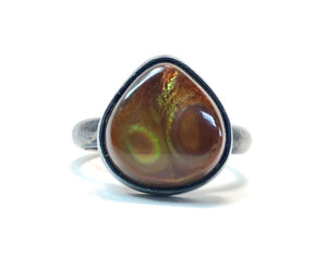 Fire Agate Ring. Hand Made by Alex Lozier Jewelry.