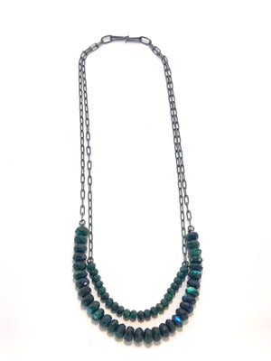 Green Labradorite Beads + Chains