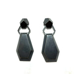 Geometric hexagon shaped post earrings.  Hollow form construction.  Oxidized sterling silver