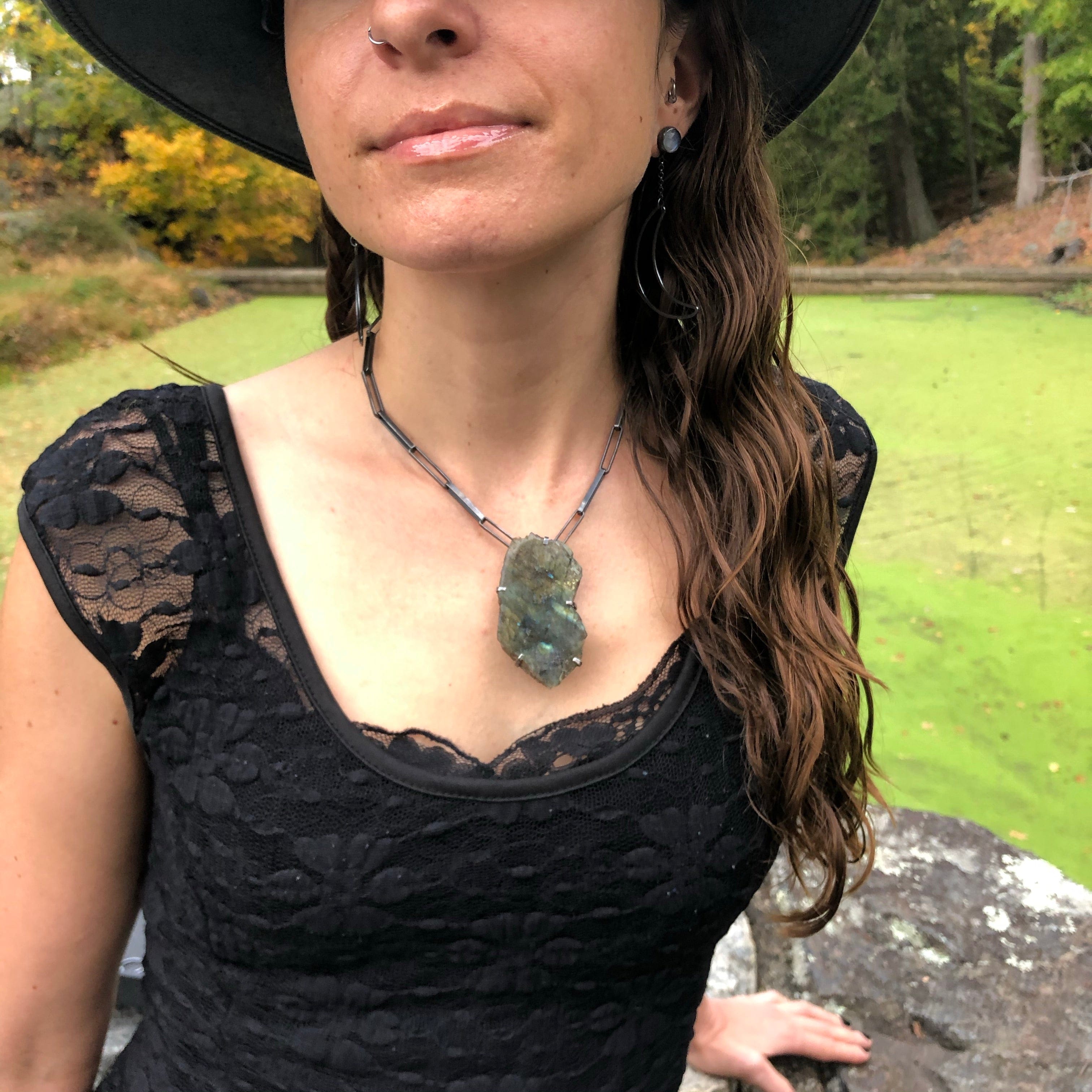 Labradorite Magical Talisman Necklace. Handmade by Alex Lozier Jewelry. Season of the Witch collection.