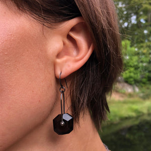 Smoky Quartz Swing Earring.  Set in oxidized sterling silver.  Part of the Season of the Witch Collection by Alex Lozier Jewelry.