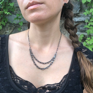 Handmade Chain Layered Necklace.  Part of the Season of the Witch collection by Alex Lozier Jewelry.