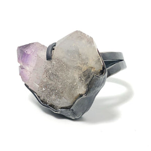 Japan Law Amethyst Crystal Statement Ring.  Handmade by Alex Lozier Jewelry.  Season of the Witch collection.