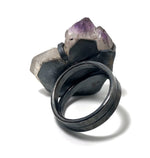 Japan Law Amethyst Crystal Statement Ring.  Handmade by Alex Lozier Jewelry.  Season of the Witch collection.