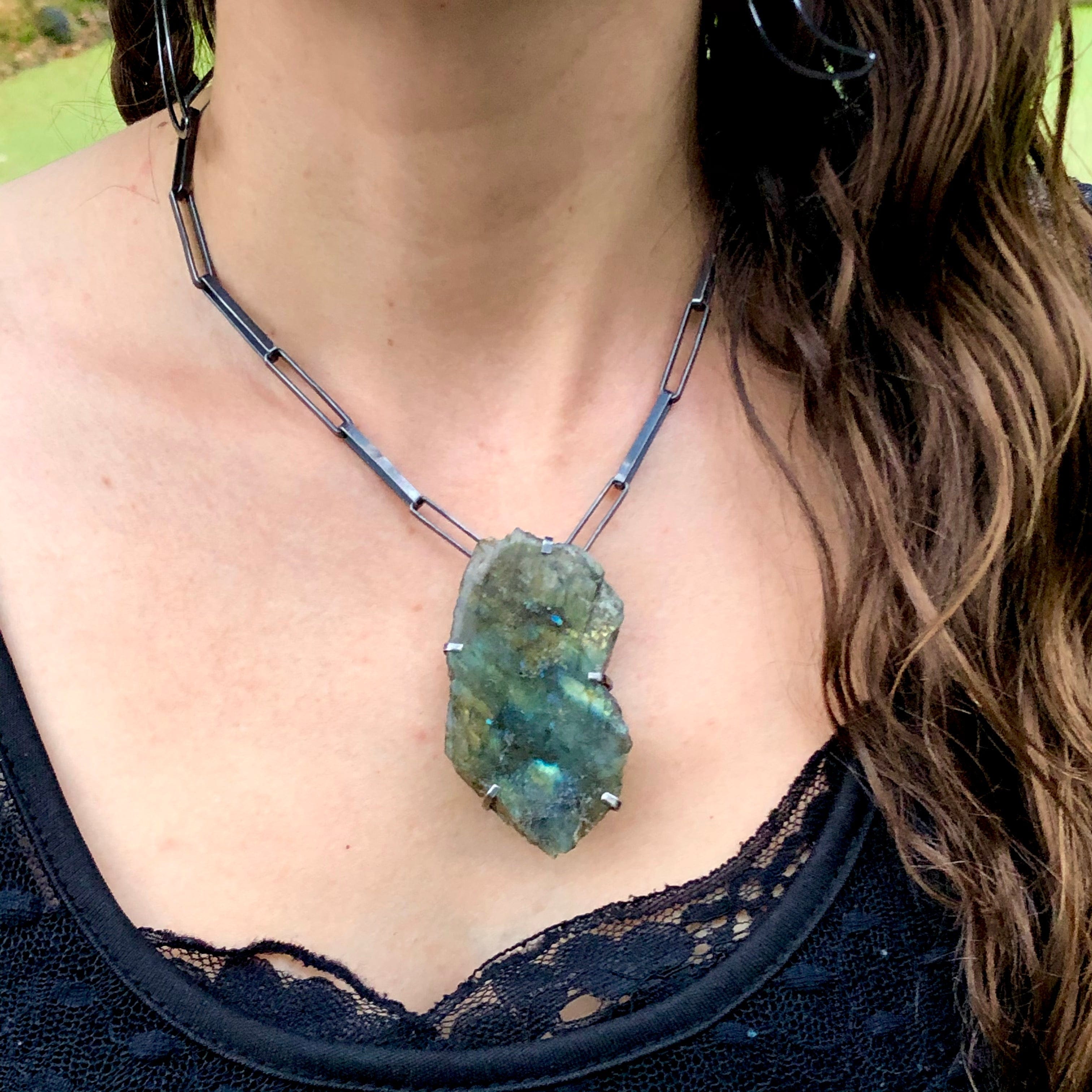 Labradorite Magical Talisman Necklace. Handmade by Alex Lozier Jewelry. Season of the Witch collection.