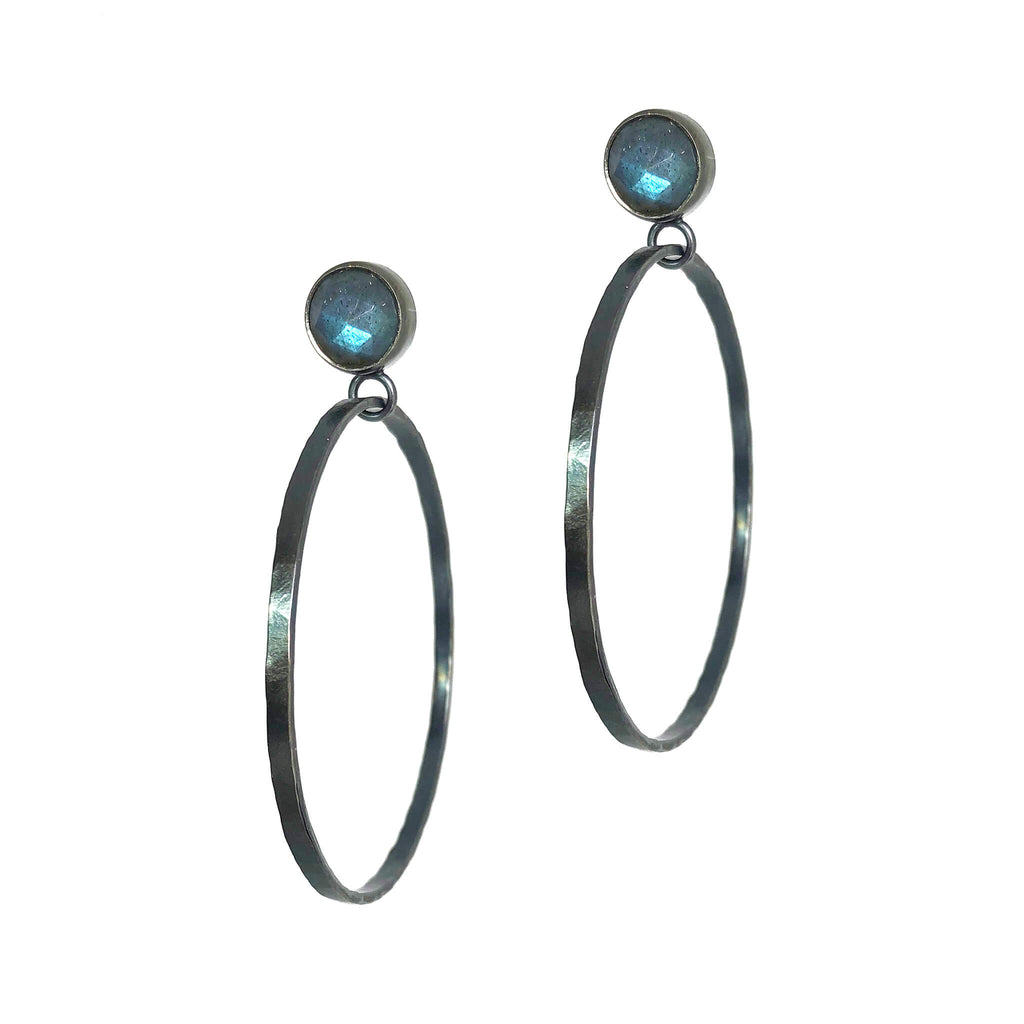Labradorite Hoop Earrings.  Season of the Witch collection by Alex Lozier Jewelry.