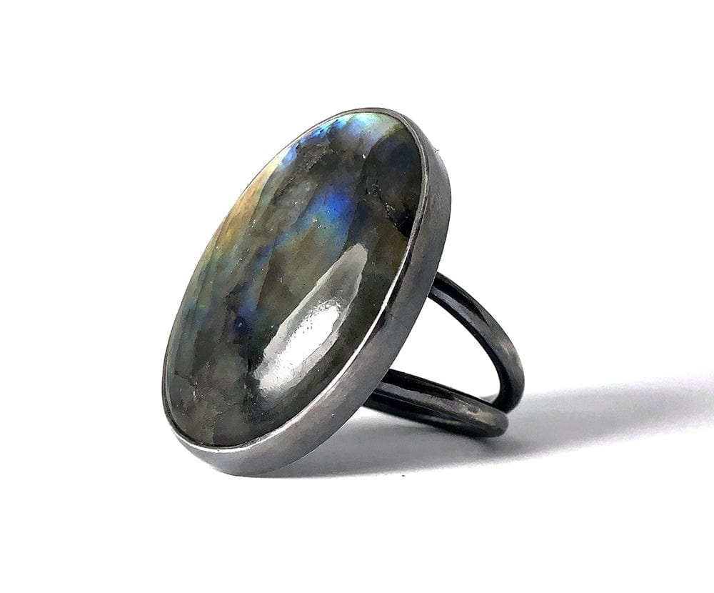 Labradorite Statement Ring.  Handmade by Alex Lozier Jewelry.  Season of the Witch collection.
