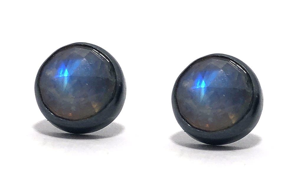 Moonstone  post earrings.  Handmade by Alex Lozier Jewely.  Season of the Witch collection.