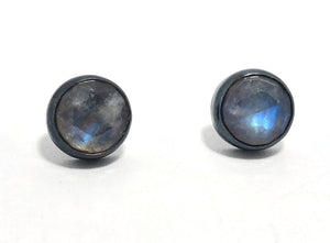 Moonstone  post earrings.  Handmade by Alex Lozier Jewely.  Season of the Witch collection.