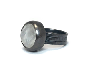 Moonstone Ring with Silver forged band