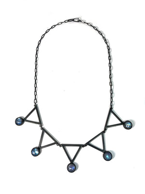 Moonstone + Triangle Alchemy Necklace.  Handmade by Alex Lozier Jewelry.  Season of the Witch collection.
