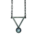 Moonstone + Triangle Alchemy Pendant.  Handmade by Alex Lozier Jewelry. Season of the Witch collection.
