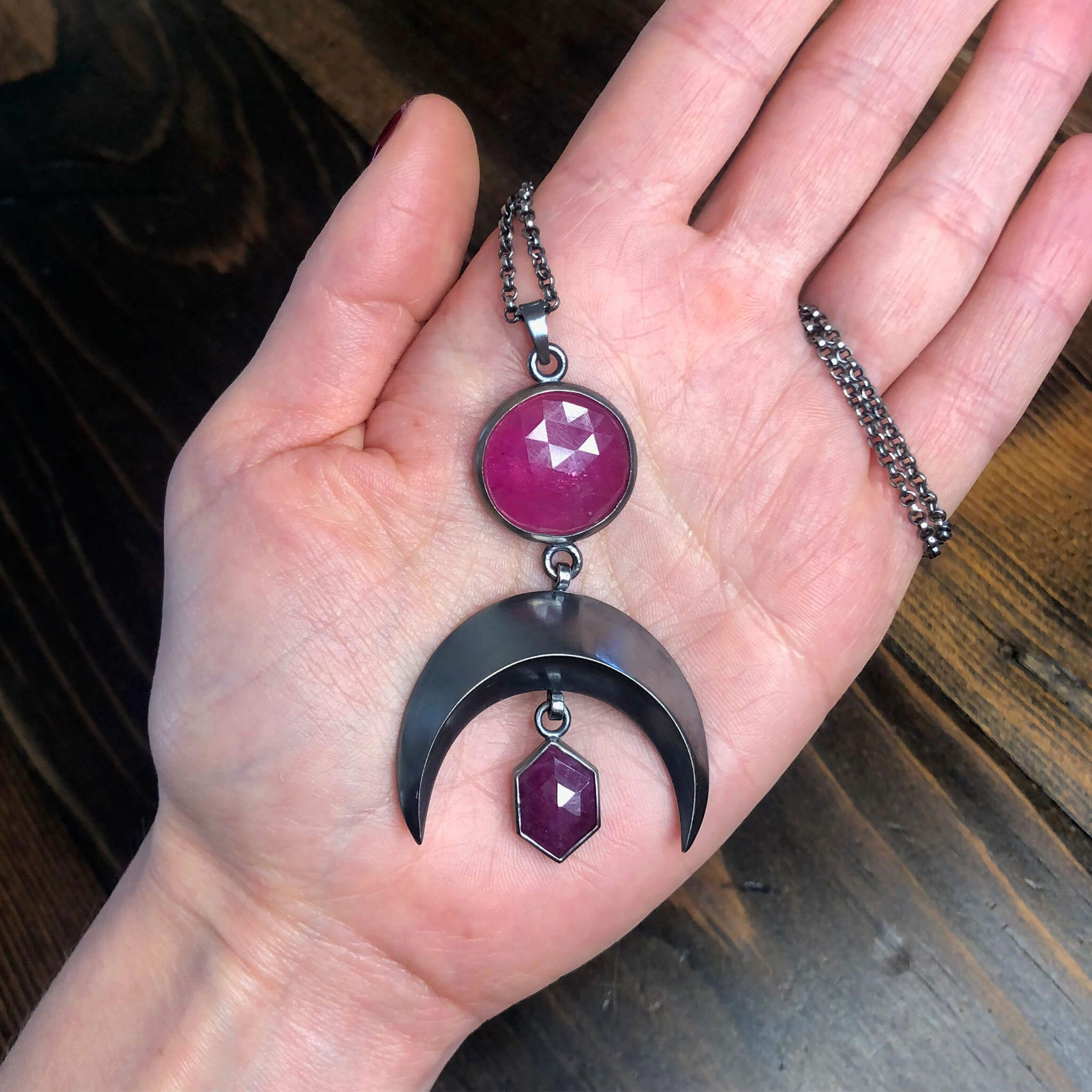 Ruby Moon Goddess Talisman Necklace