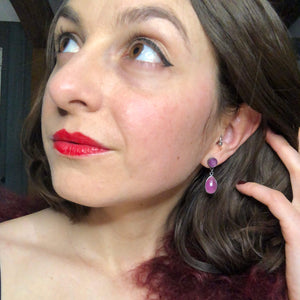 Star Ruby + Pink Sapphire Drop Earrings