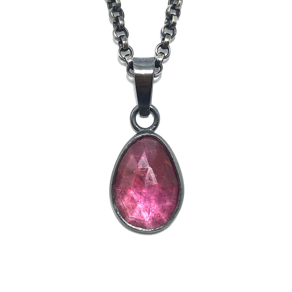 Rosecut Ruby gemstone charm pendant. Hearts on Fire collection. Handmade by Alex Lozier Jewelry.