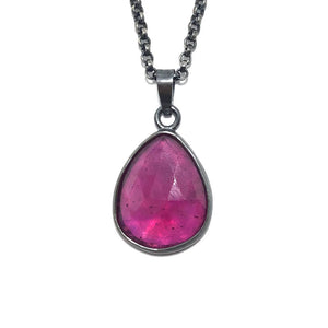 Rosecut Ruby gemstone charm pendant. Hearts on Fire collection. Handmade by Alex Lozier Jewelry.