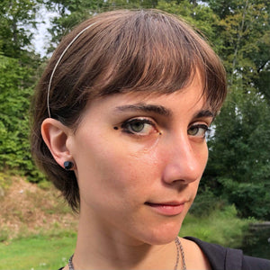 Sterling Silver Headband with Black Tourmaline Post Earrings.  Part of the Season of the Witch Collection by Alex Lozier Jewelry.
