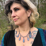 WATERDROP Kyanite Shoulder Duster Earrings + Water Magick Necklace. Part of the "Elements of Magick" collection by Alex Lozier + Salicrow