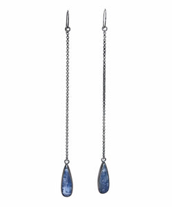 WATERDROP Kyanite Shoulder Duster Earrings.  Part of the "Elements of Magick" collection by Alex Lozier + Salicrow